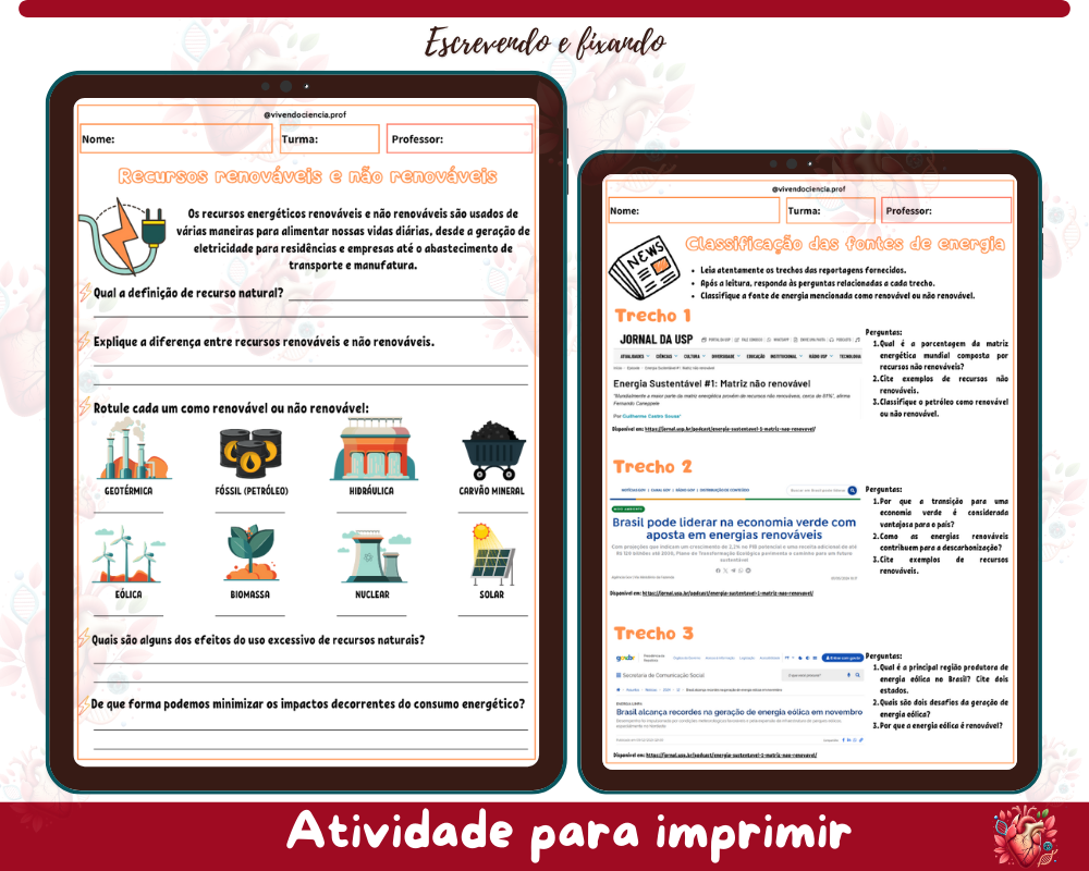 Atividade de Fixação - Recursos energéticos